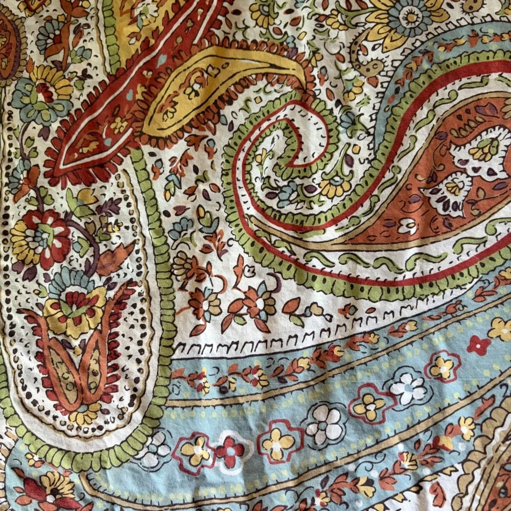 Pottery Barn‎ King Duvet Cover Harper Caesarea Cotton Paisley Floral Boho Earthy